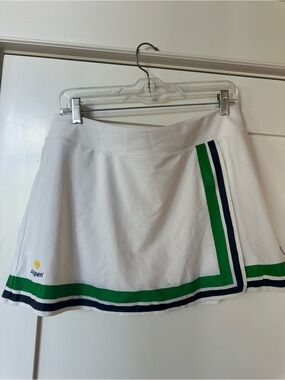 Polo by Ralph Lauren White Skater Skirt with Green & Navy Trim